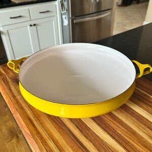Dansk Vibrant Yellow vintage IHQ 13”MCM enamel with Handles paella pan server